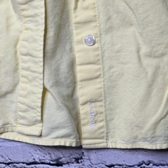 LL Bean 100% Organic Cotton Sunshine Vintage Yellow Button Up Blouse Size Large - Picture 6 of 12
